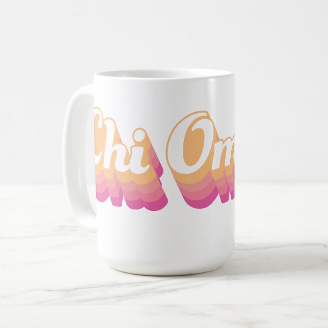 Chi Omega | Groovy Script Coffee Mug (Front Left)
