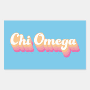 Chi Omega   Groovy Script Rectangular Sticker