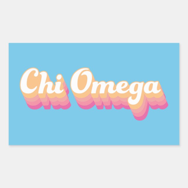Chi Omega | Groovy Script Rectangular Sticker (Front)