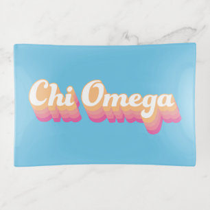Chi Omega Groovy Script Trinket Tray