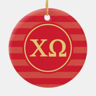 Chi Omega | Monogram Stripe Pattern Ceramic Ornament