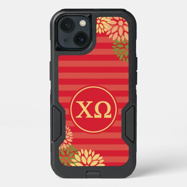 Chi Omega | Monogram Stripe Pattern Otterbox iPhone Case (Back)
