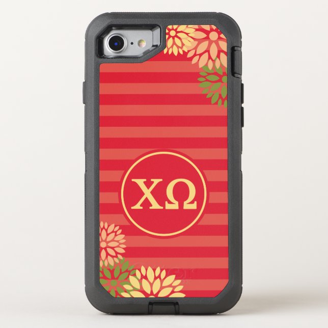 Chi Omega | Monogram Stripe Pattern Otterbox iPhone Case (Back)