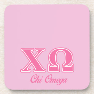 Chi Omega Pink Letters Beverage Coaster