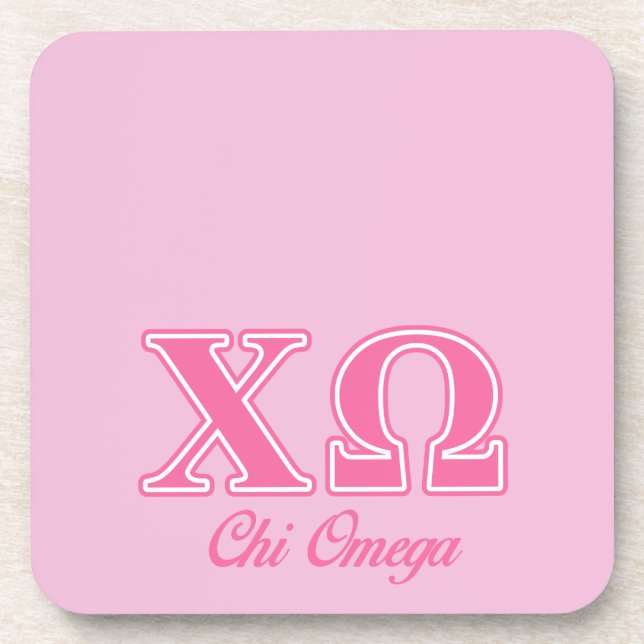Chi Omega Pink Letters Beverage Coaster (Front)