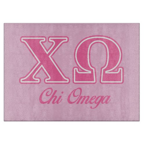 Chi Omega Pink Letters Cutting Board