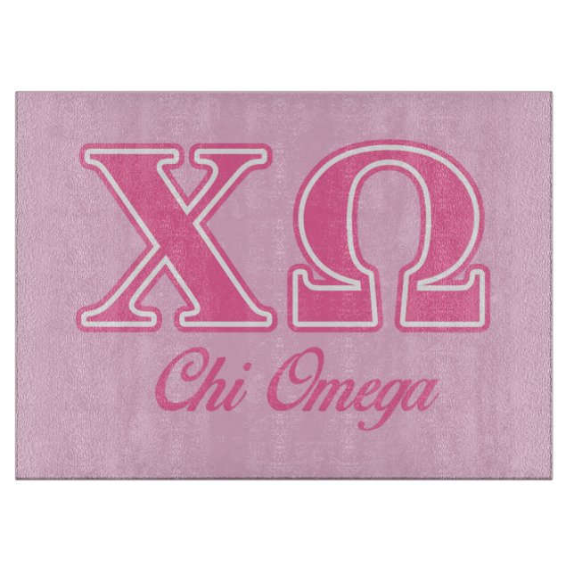 Chi Omega Pink Letters Cutting Board (Front)
