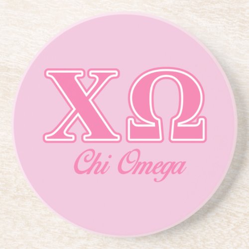 Chi Omega Pink Letters Drink Coaster
