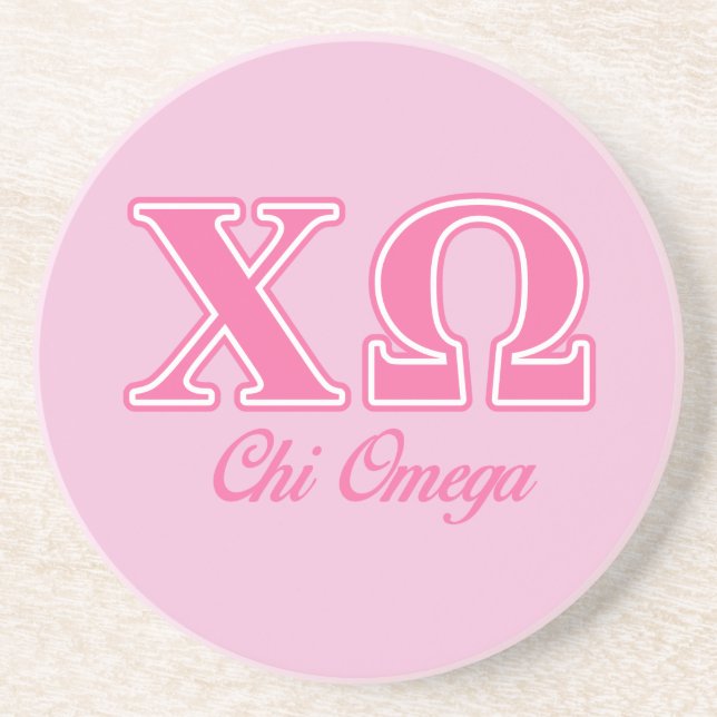 Chi Omega Pink Letters Drink Coaster (Front)