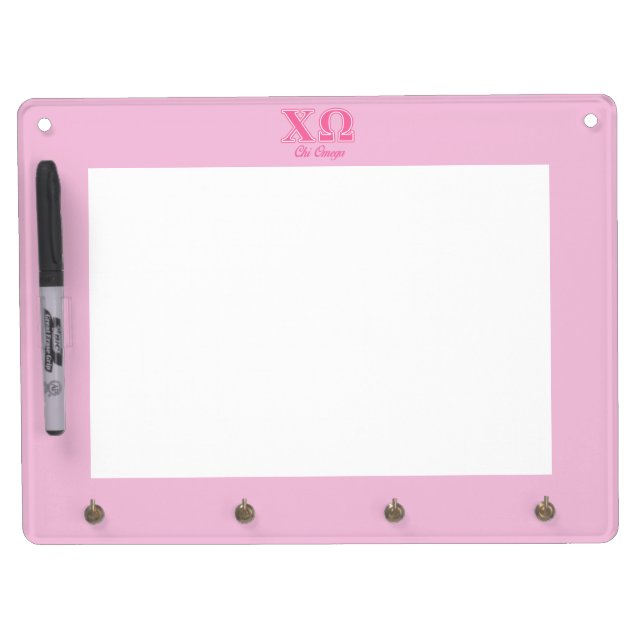 Chi Omega Pink Letters Dry Erase Board With Keychain Holder (Front)