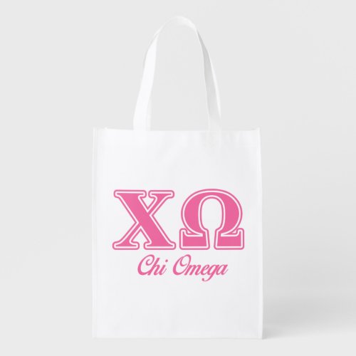 Chi Omega Pink Letters Grocery Bag