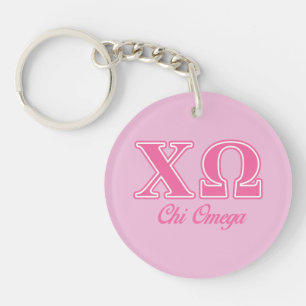 Chi Omega Pink Letters Keychain