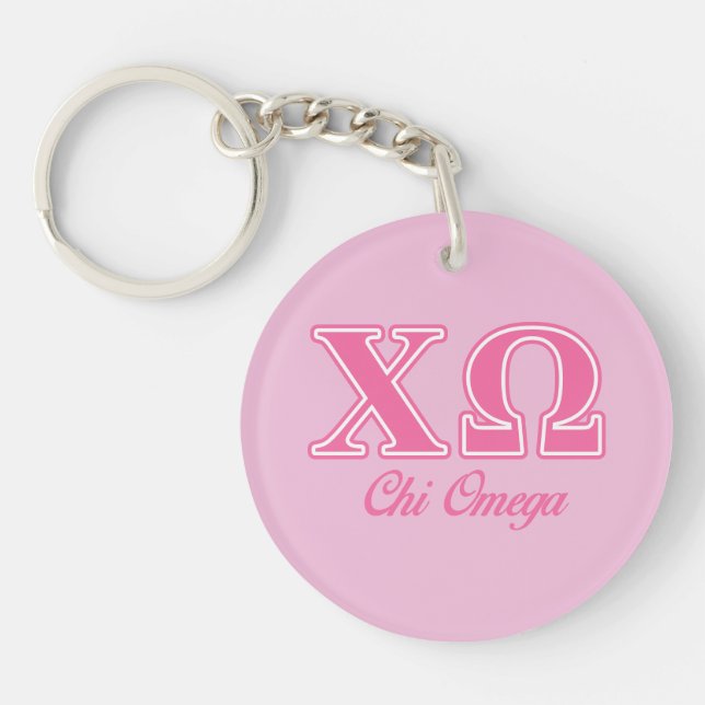 Chi Omega Pink Letters Keychain (Front)