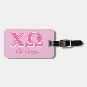 Chi Omega Pink Letters Luggage Tag