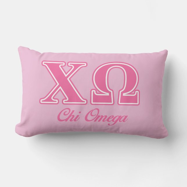 Chi Omega Pink Letters Lumbar Pillow (Front)