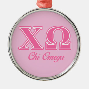 Chi Omega Pink Letters Metal Ornament