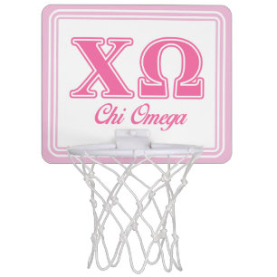 Chi Omega Pink Letters Mini Basketball Hoop