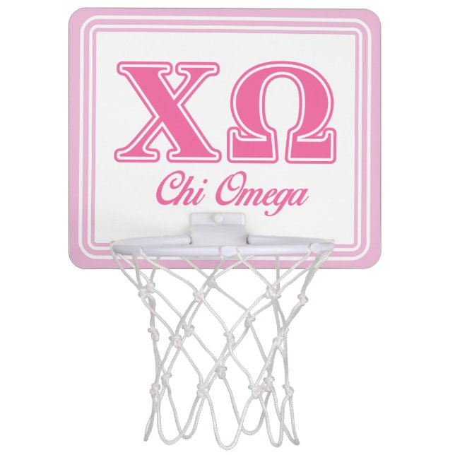 Chi Omega Pink Letters Mini Basketball Hoop (Front)