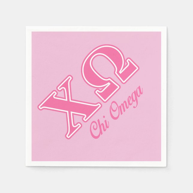 Chi Omega Pink Letters Paper Napkins (Front)