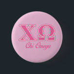 Chi Omega Pink Letters Pinback Button<br><div class="desc">Check out these official Chi Omega designs! Personalize your own Greek merchandise on Zazzle.com! Click the Customize button to insert your own name, class year, or club to make a unique product. Try adding text using various fonts & view a preview of your design! Zazzle's easy to customize products have...</div>