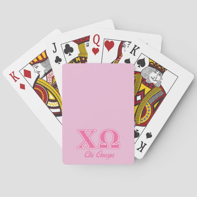 Chi Omega Pink Letters Poker Cards (Back)