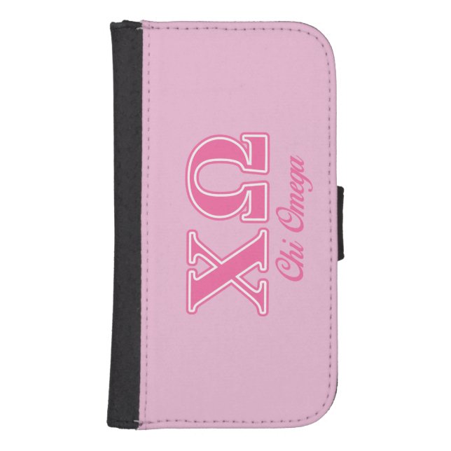 Chi Omega Pink Letters Samsung Galaxy Wallet Case (Front)