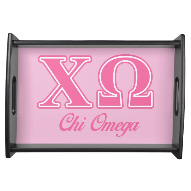 Chi Omega Pink Letters Serving Tray (Front)