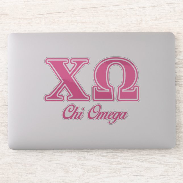 Chi Omega Pink Letters Sticker (Computer)