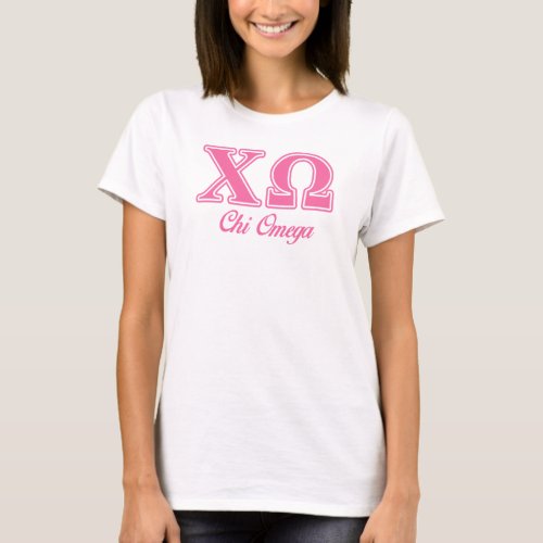 Chi Omega Pink Letters T_Shirt