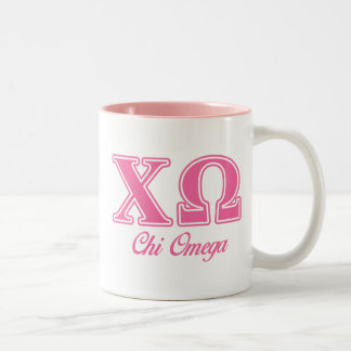 Chi Omega Pink Letters Two-Tone Coffee Mug