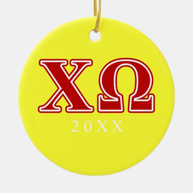 Chi Omega Red Letters Ceramic Ornament (Front)