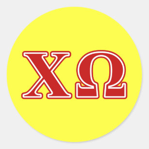 Chi Omega Red Letters Classic Round Sticker