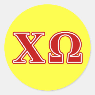 Chi Omega Red Letters Classic Round Sticker
