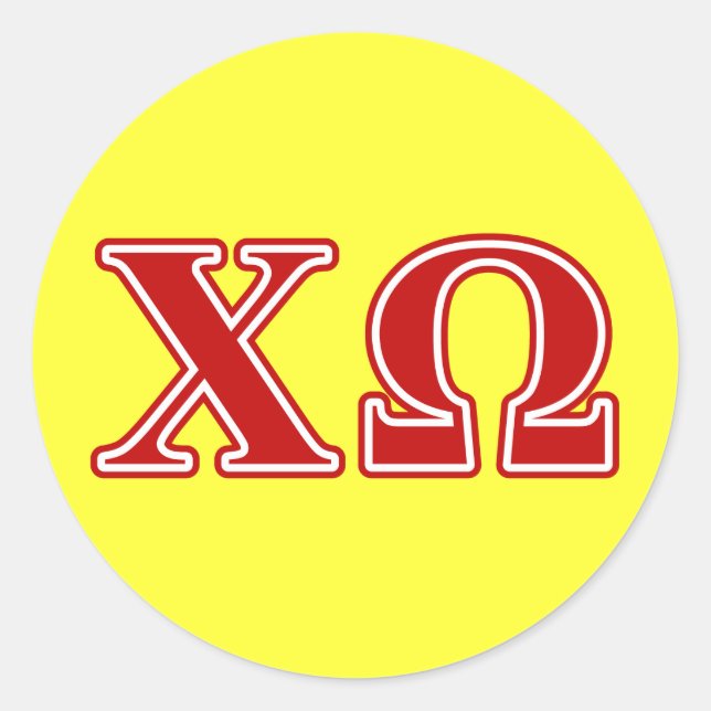 Chi Omega Red Letters Classic Round Sticker (Front)