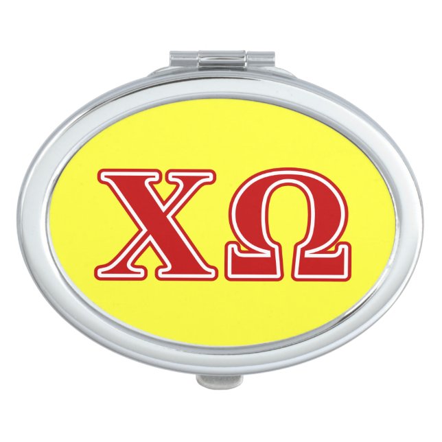 Chi Omega Red Letters Compact Mirror (Front)