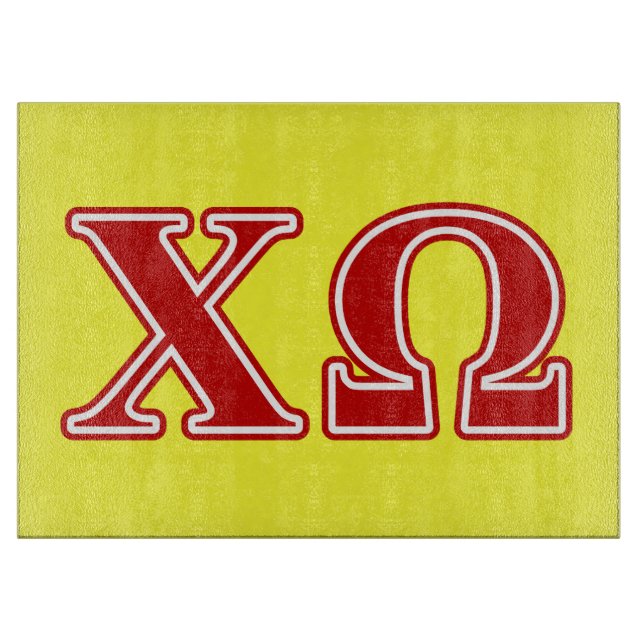 Chi Omega Red Letters Cutting Board (Front)