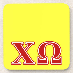 Chi Omega Red Letters Drink Coaster