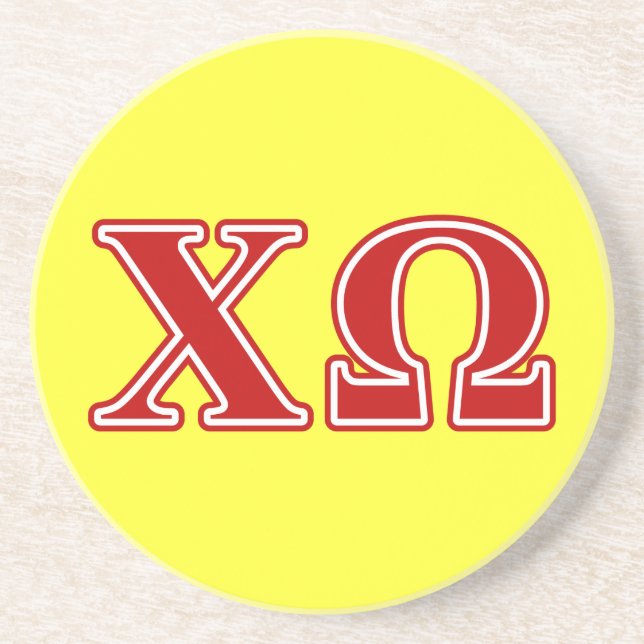 Chi Omega Red Letters Drink Coaster (Front)