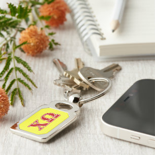 Chi Omega Red Letters Keychain