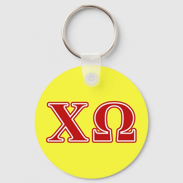 Chi Omega Red Letters Keychain (Front)