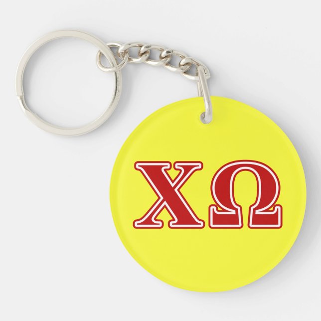 Chi Omega Red Letters Keychain (Front)
