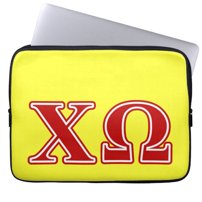 Chi Omega Red Letters Laptop Sleeve (Front)