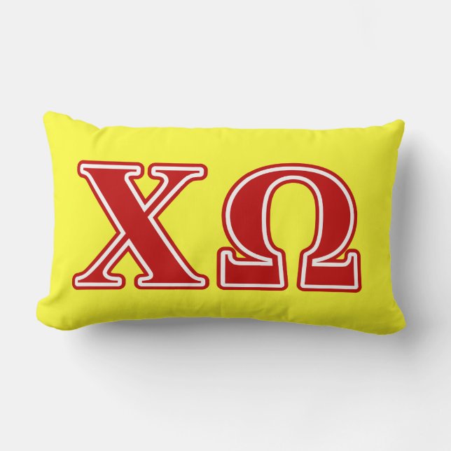 Chi Omega Red Letters Lumbar Pillow (Front)