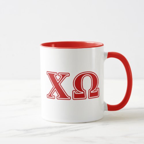 Chi Omega Red Letters Mug