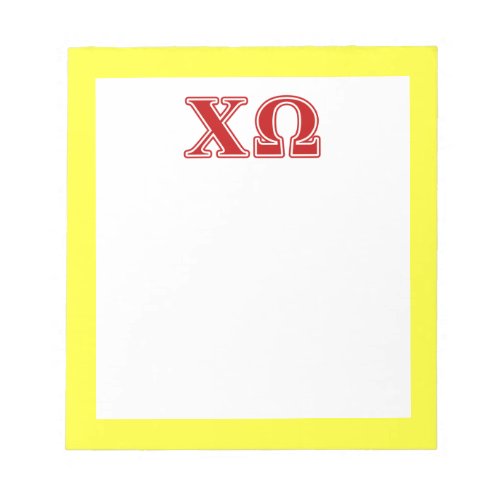 Chi Omega Red Letters Notepad