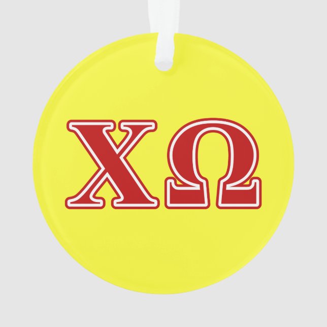 Chi Omega Red Letters Ornament (Back)