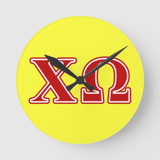 Chi Omega Red Letters Round Clock (Front)