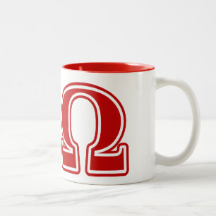 Chi Omega Red Letters Two-Tone Coffee Mug
