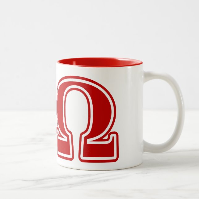 Chi Omega Red Letters Two-Tone Coffee Mug (Right)
