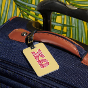 Chi Omega Striped Graphic Luggage Tag